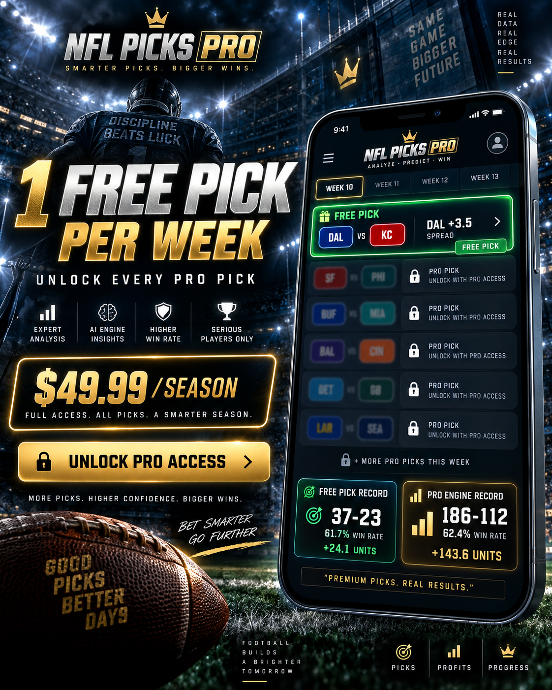 NFL Picks Pro one free pick per week and Pro access